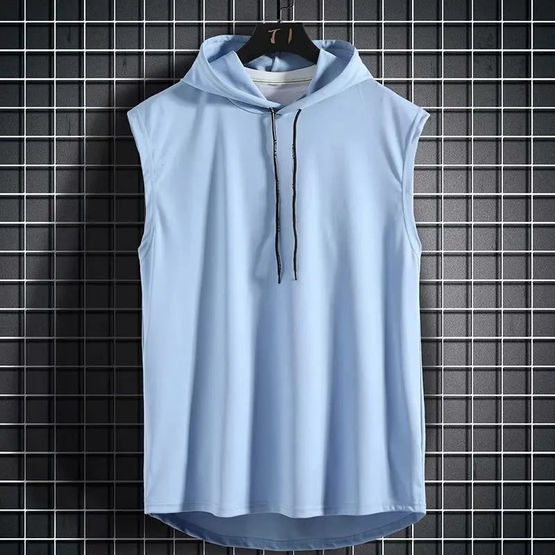 Men's Solid Color Tank Top Vest - Sleeveless Hooded Hip Hop T-Shirt | Unisex Summer Workout Tee