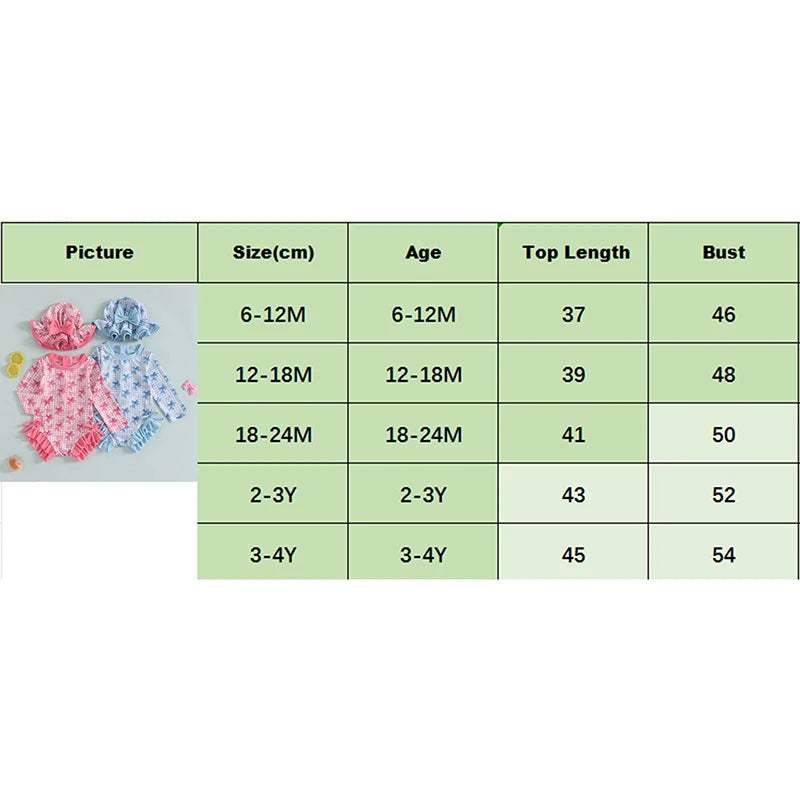 Baby Girl Floral Swimsuit - Backless Ruffled Long Sleeve Bodysuit (0-4 Years)