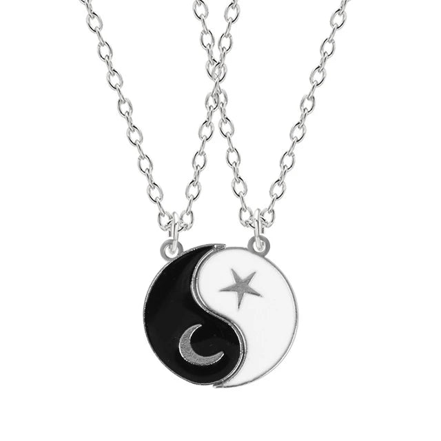 Fashion Best Friends Honey Love Couple Pendant Necklace Set - Broken Heart BFF Friendship Jewelry Gift (2 Pcs)