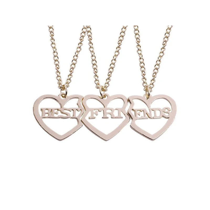 Fashion Best Friends Honey Love Couple Pendant Necklace Set - Broken Heart BFF Friendship Jewelry Gift (2 Pcs)