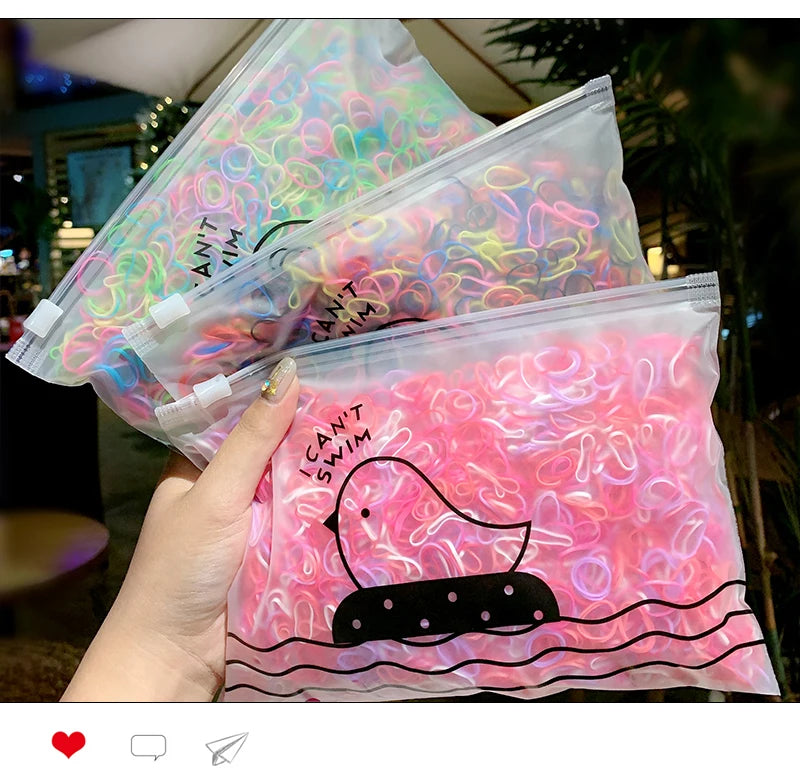 1000pcs Colorful Mini Rubber Hair Bands - Small Elastic Ponytail Holders for Girls - Disposable Hair Ties Pack