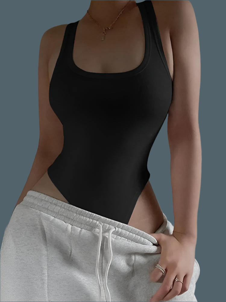 Women's Sexy Off Shoulder Halter Bodysuit - Sleeveless Bodycon Knit Top