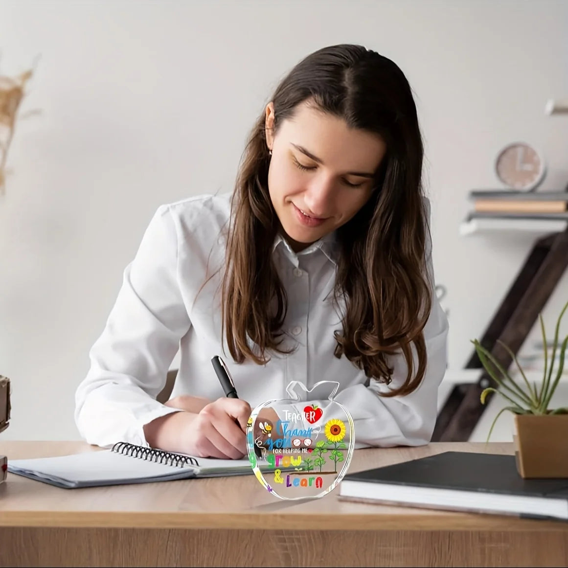 Crystal Teacher Appreciation Paperweight | "Thank You for Helping Me Grow & Learn" Gift