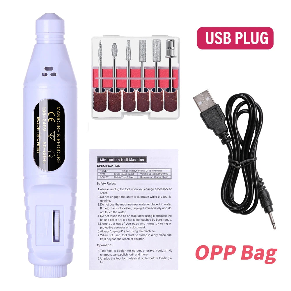 6-in-1 Electric Nail Drill Kit - Professional Manicure Machine with Portable File Tools