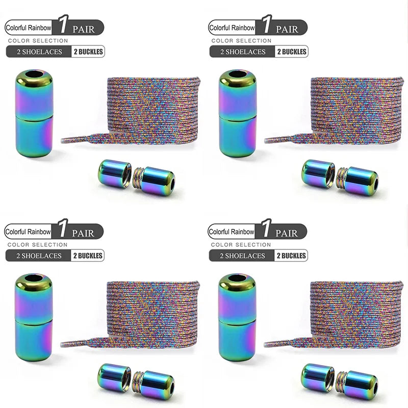 No Tie Elastic Shoe Laces with Colorful Buckle - Pearl Light Fashion Shoelaces