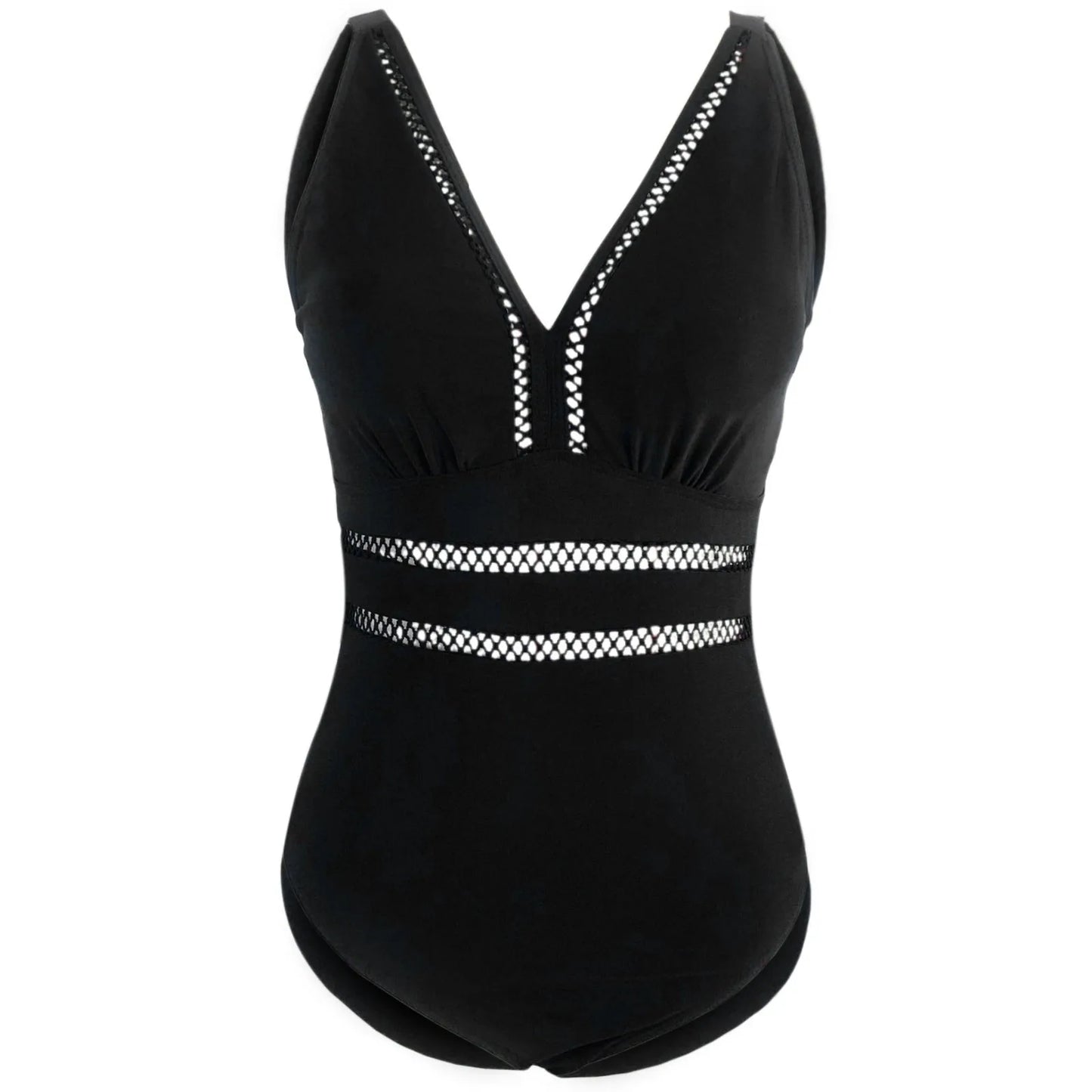Women's Large Size Swimsuit Solid Color Mesh Stitching Printed Bikini Set