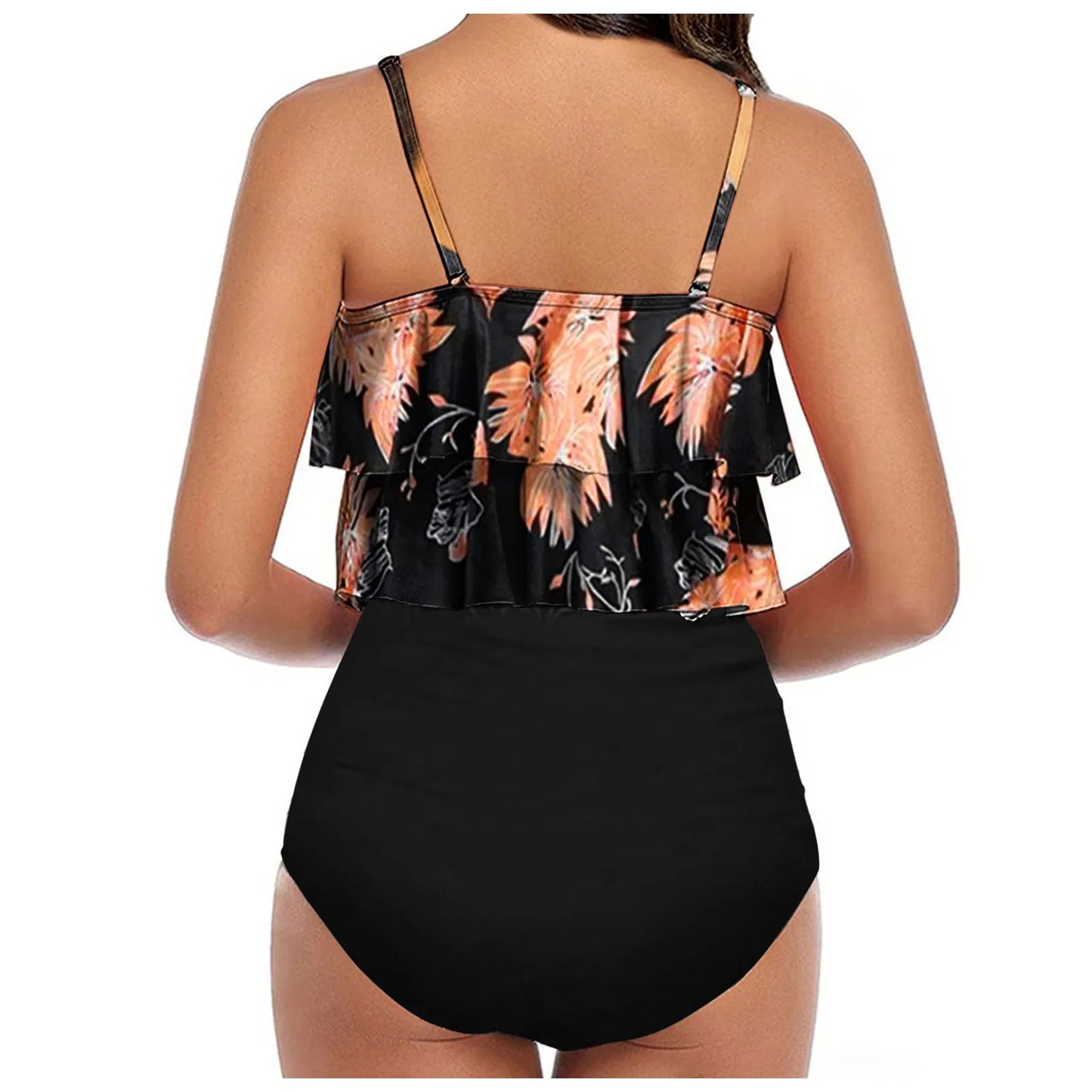 Ladies Vintage Swimsuits - Ruffle Ruched Split Design