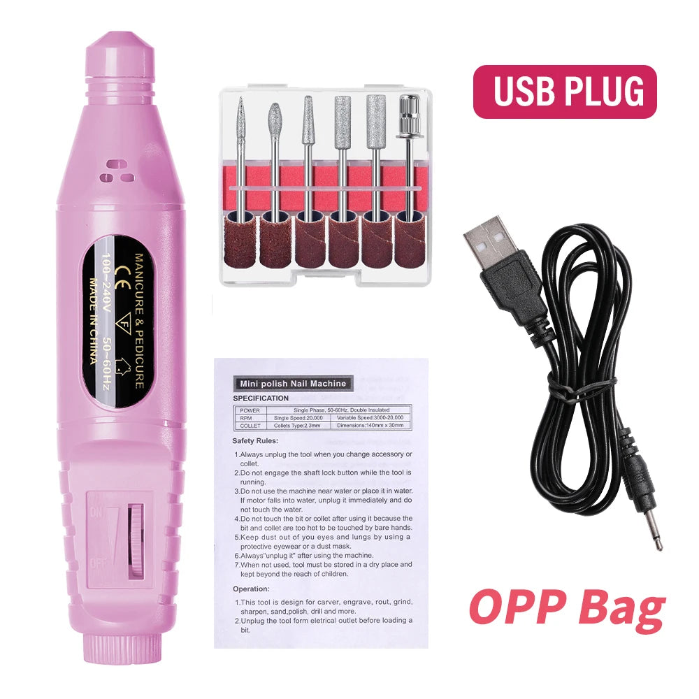 6-in-1 Electric Nail Drill Kit - Professional Manicure Machine with Portable File Tools