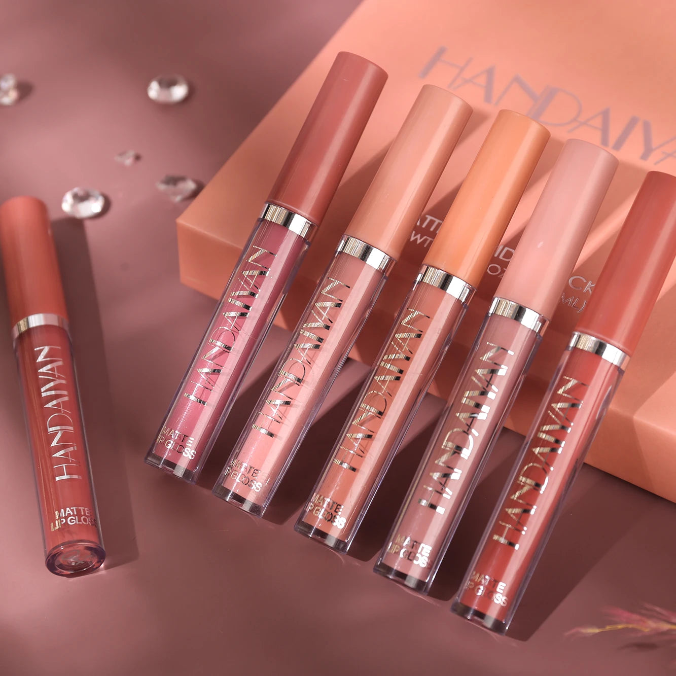 HANDAIYAN 6-Piece Non-Stick Liquid Lipstick Set - Long-Lasting Matte Finish Lip Gloss Gift Box Collectionple