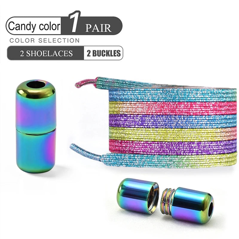 No Tie Elastic Shoe Laces with Colorful Buckle - Pearl Light Fashion Shoelaces