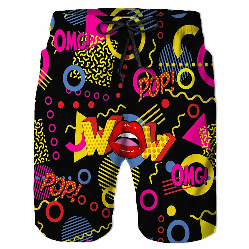 Vibrant Graffiti Beach Shorts for Men - Summer Collection