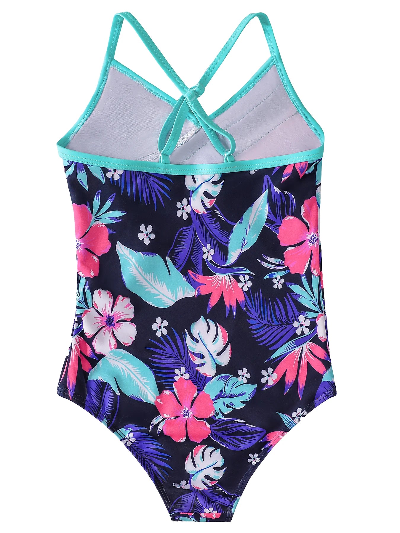 Girls Flower Print Swimsuit with Ruffle Detail | Beach Bathing Suit