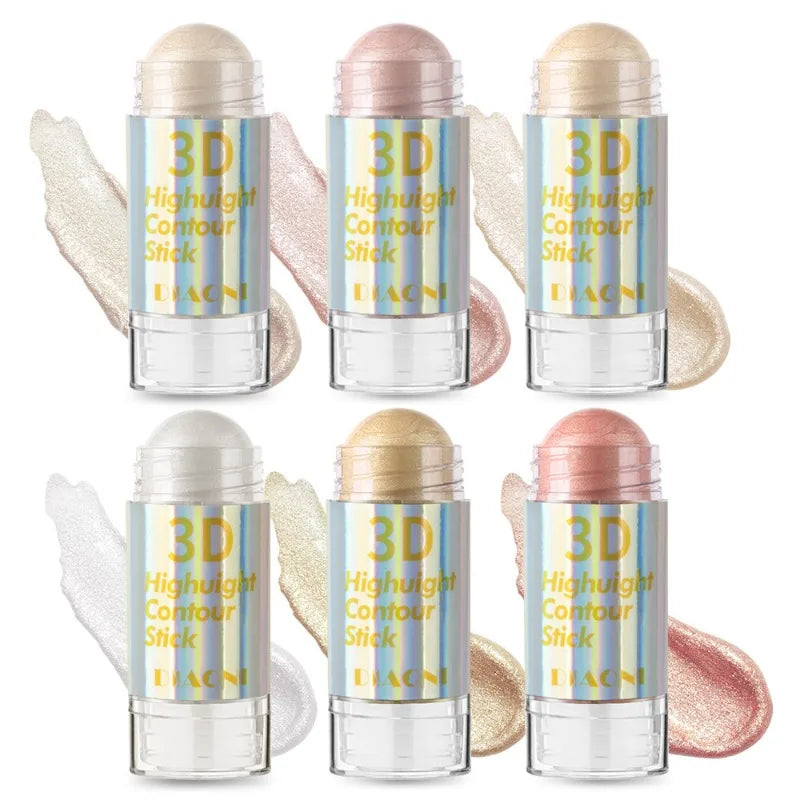 Glamour Glow 6 Colors Highlighter Stick - Professional Face Contour & Bronzer Bar