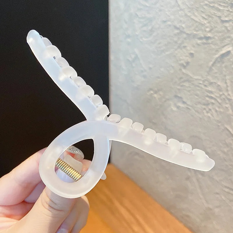 3-Pack Large 4.5" Clear Claw Hair Clips - Strong Hold Jumbo Hairpins for Thick & Thin Hair