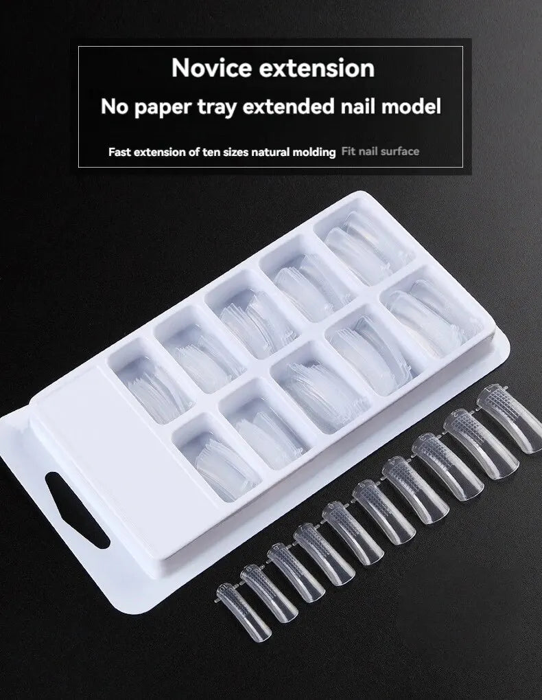 100-Piece Crystal Clear Nail Extension Sheets - Quick Light Therapy Transparent Nail Forms for Professional Extensions