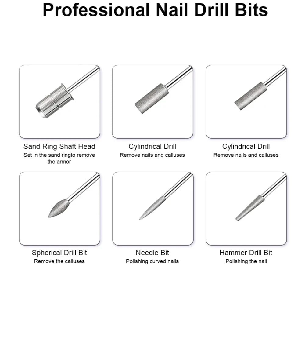 6-in-1 Electric Nail Drill Kit - Professional Manicure Machine with Portable File Tools