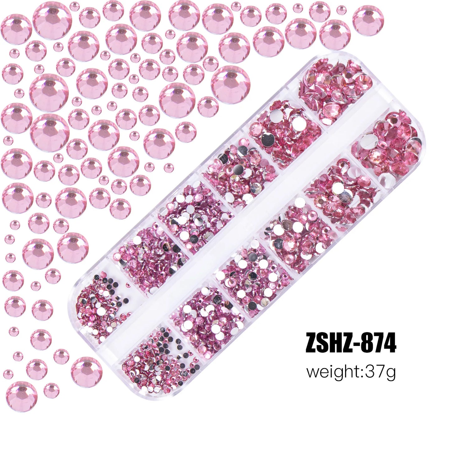 2400+ Shiny Clear Crystal Nail Rhinestones - Mixed Size Glass Flatback Gems Kit