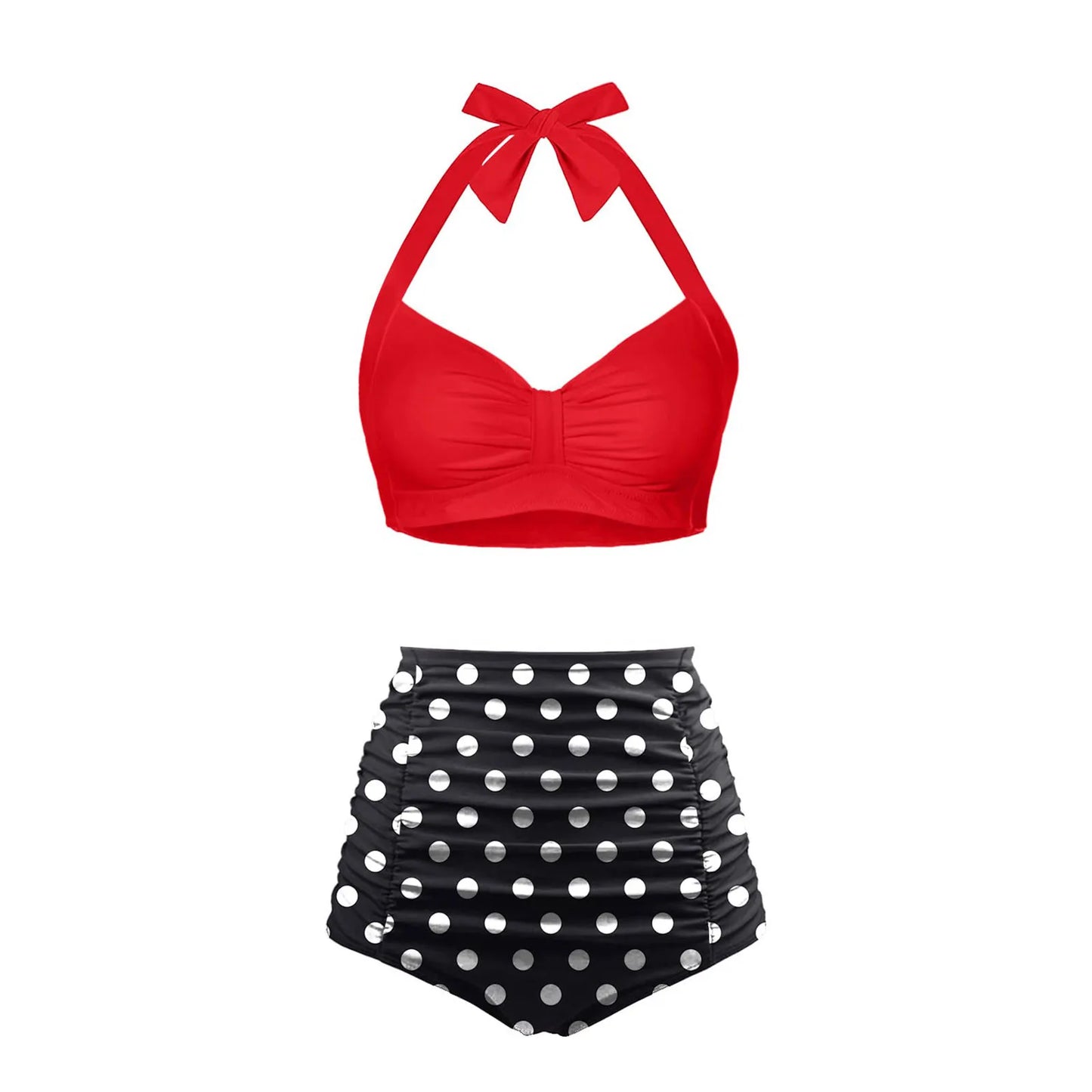 High Waisted Push-Up Tankini Set - Vintage Two-Piece Swimsuit with Underwire Support