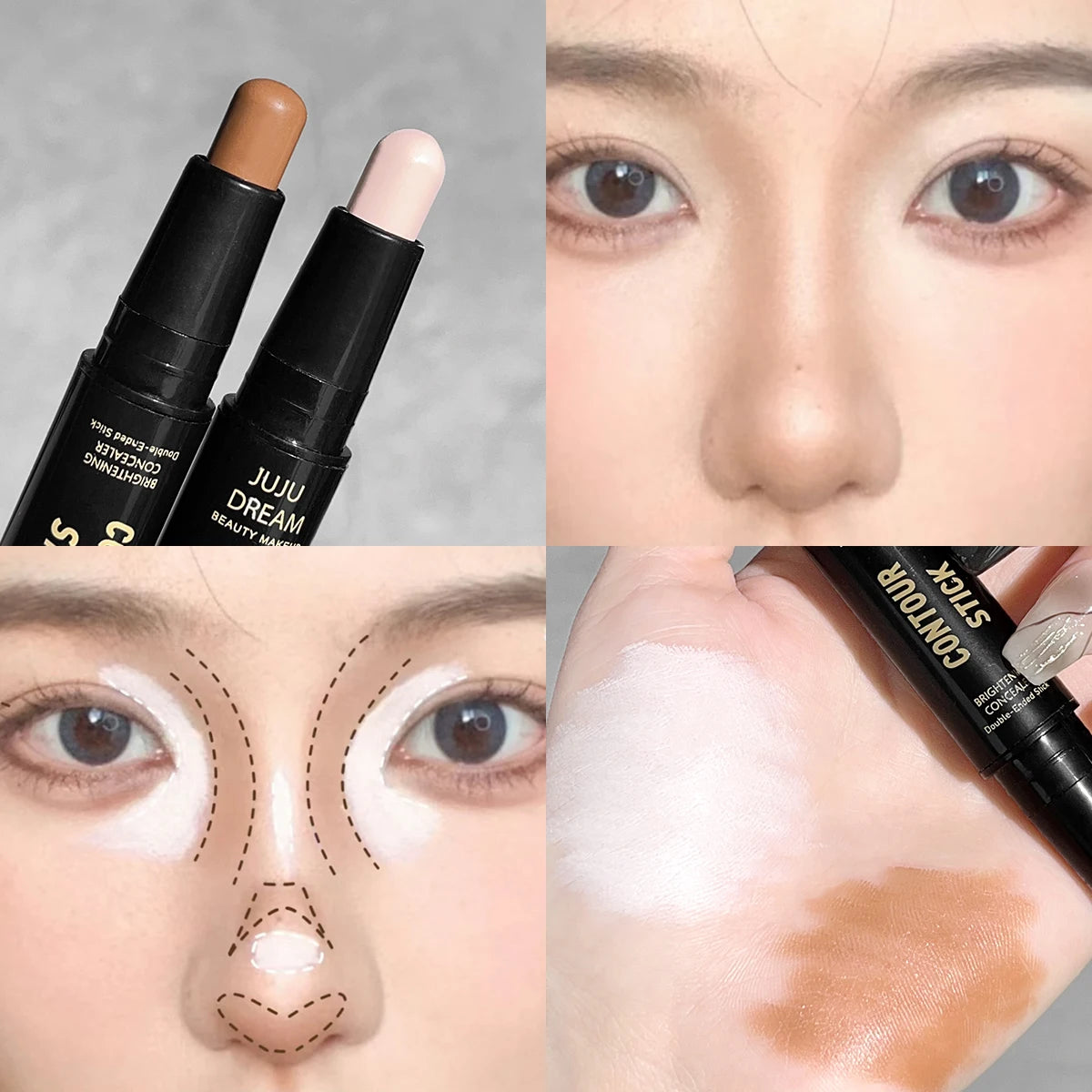 Dream Double-Ended Contour & Highlight Stick - 3D Face Sculpting, Nose Contouring & Brightening Makeup"