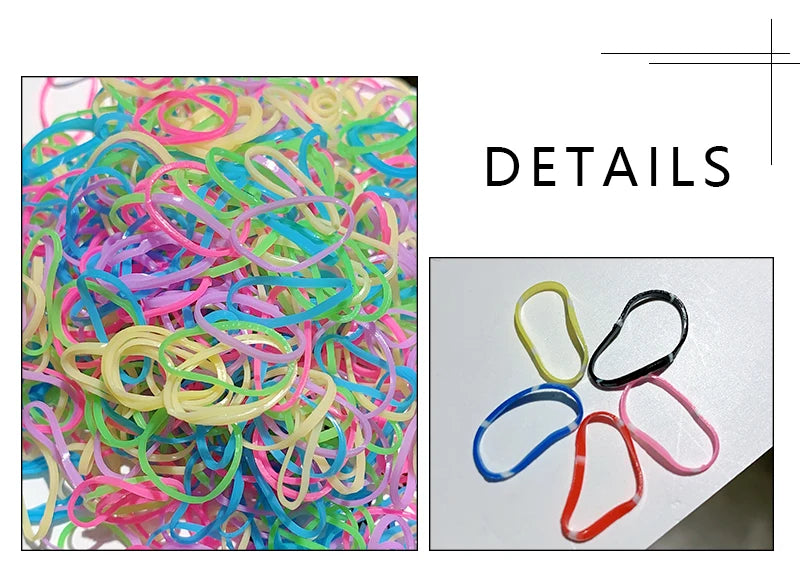 1000pcs Colorful Mini Rubber Hair Bands - Small Elastic Ponytail Holders for Girls - Disposable Hair Ties Pack