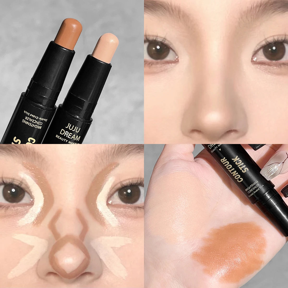 Dream Double-Ended Contour & Highlight Stick - 3D Face Sculpting, Nose Contouring & Brightening Makeup"