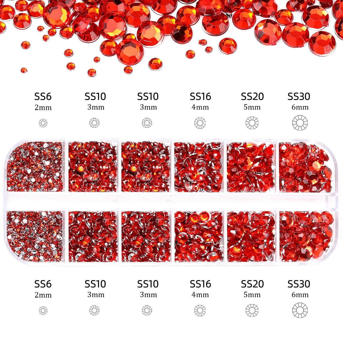 2400+ Shiny Clear Crystal Nail Rhinestones - Mixed Size Glass Flatback Gems Kit