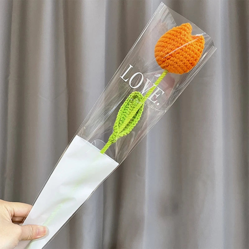 Handcrafted Crochet Tulip Flower - Artificial Woven Tulip for Home Decoration, Weddings & Mother's Day Gifts