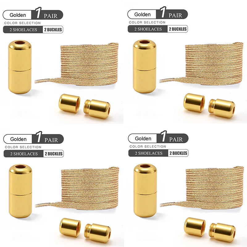 No Tie Elastic Shoe Laces with Colorful Buckle - Pearl Light Fashion Shoelaces
