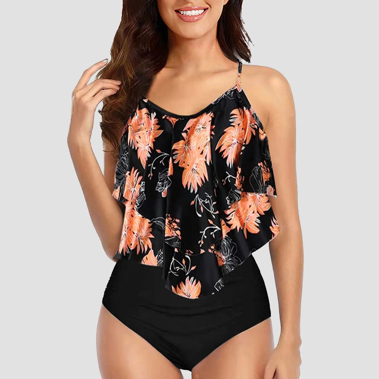 Ladies Vintage Swimsuits - Ruffle Ruched Split Design