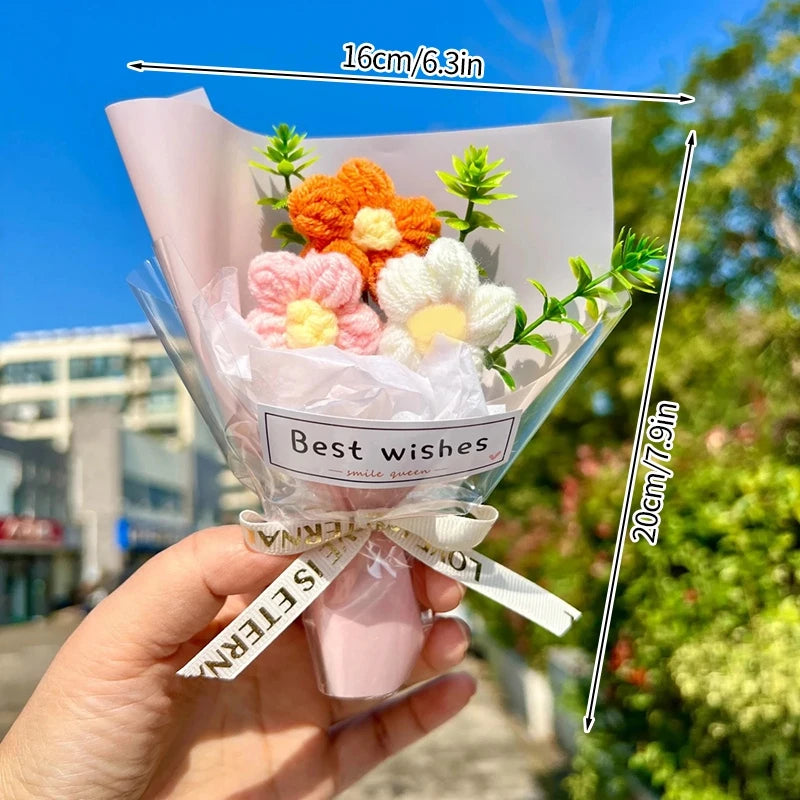 Crochet Rose Bouquet in Hugging Bucket | Perfect Gift for Teachers, Birthdays, Mother's Day & More