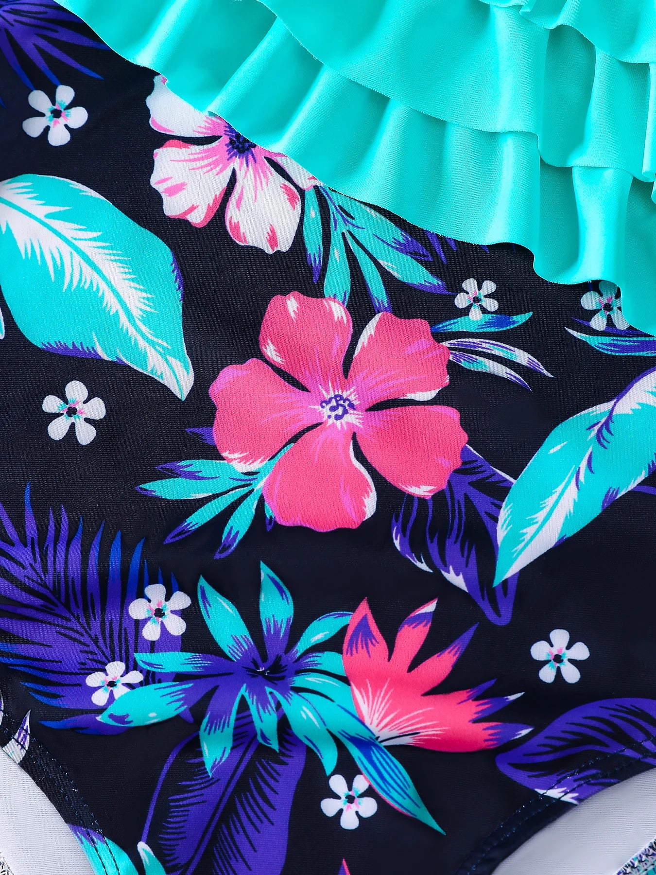Girls Flower Print Swimsuit with Ruffle Detail | Beach Bathing Suit