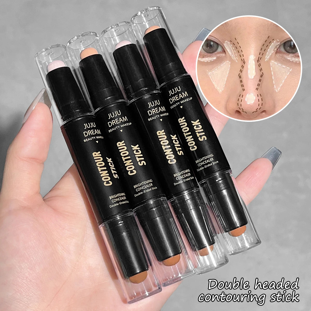 Dream Double-Ended Contour & Highlight Stick - 3D Face Sculpting, Nose Contouring & Brightening Makeup"