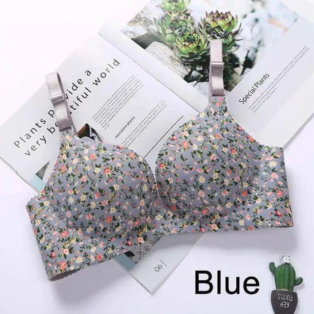 Women's Floral Seamless Push-Up Bra - Wire-Free Nursing Bra with Adjustable Straps | Comfortable Lingerie