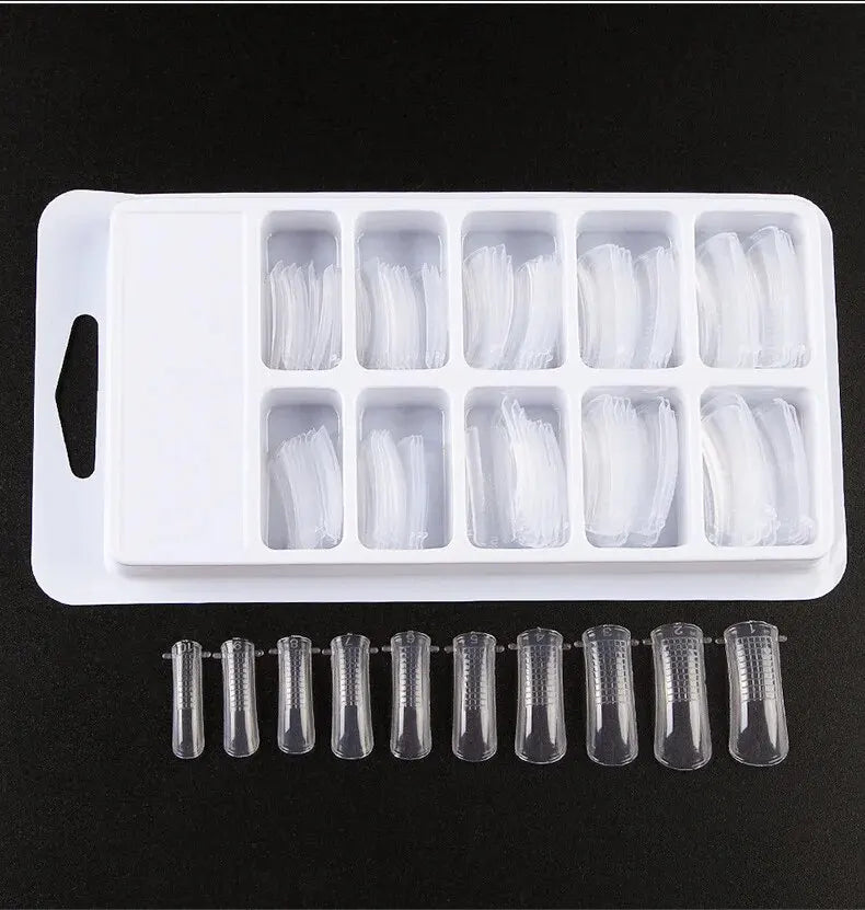 100-Piece Crystal Clear Nail Extension Sheets - Quick Light Therapy Transparent Nail Forms for Professional Extensions