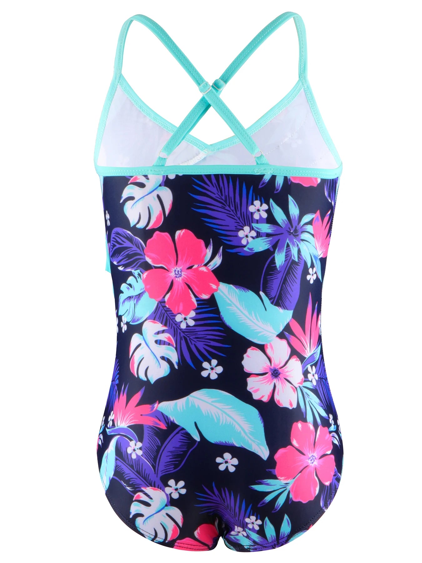 Girls Flower Print Swimsuit with Ruffle Detail | Beach Bathing Suit