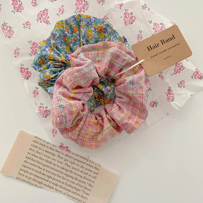 10-Piece Small Fresh Crushed Lattice Hair Bands - Fashion Cloth Hair Ties with Cute Mori Girl Style