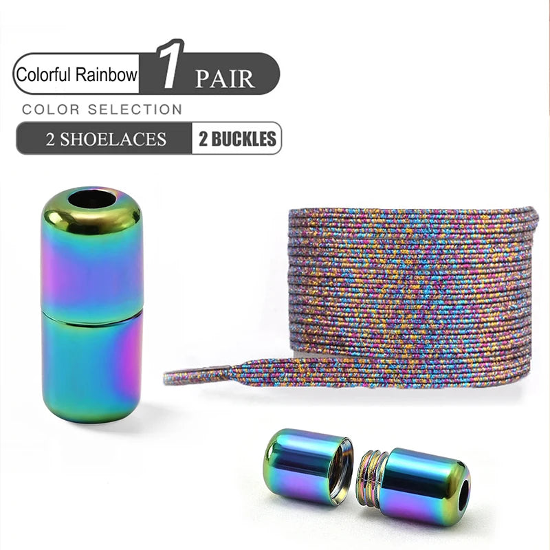 No Tie Elastic Shoe Laces with Colorful Buckle - Pearl Light Fashion Shoelaces