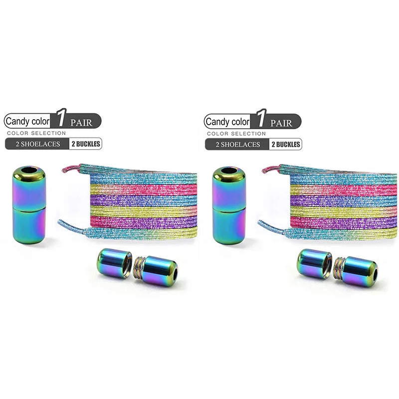 No Tie Elastic Shoe Laces with Colorful Buckle - Pearl Light Fashion Shoelaces