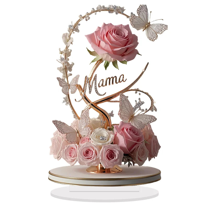 8-Inch Standing Acrylic Rose | Elegant "MOM" Gift for Mother's Day & Birthdays