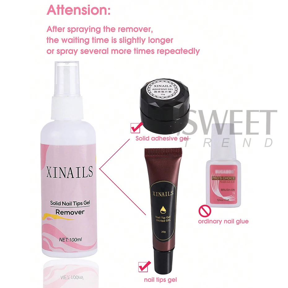 100ml False Nail Tips & Gel Remover - Easy Soften Liquid for Press-On Nails & Solid Adhesives