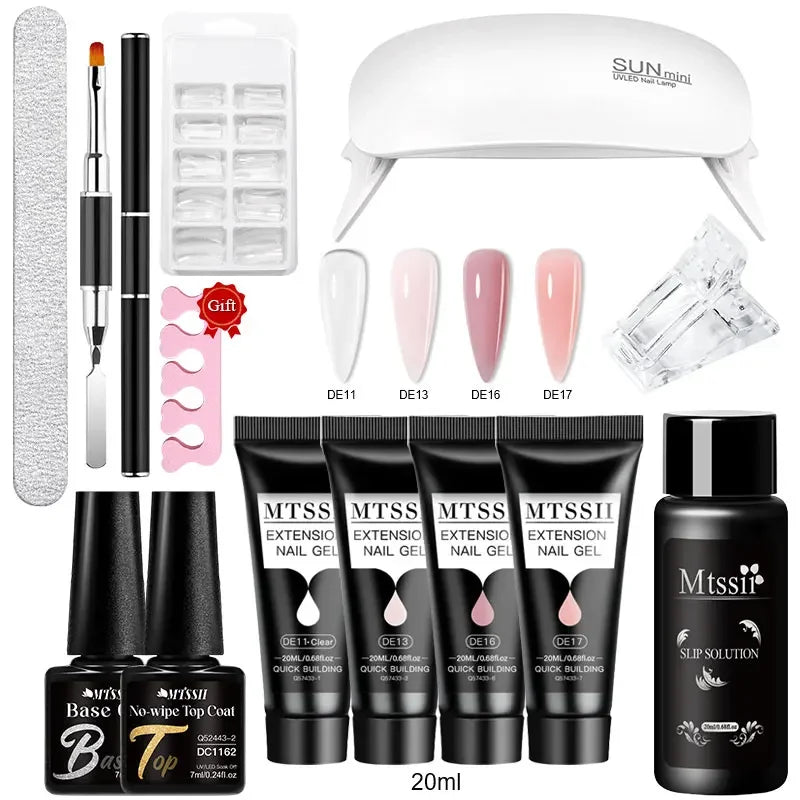 20ml Extension Nail Gel Kit - Quick Building UV/LED Gel Polish Set for Nail Art