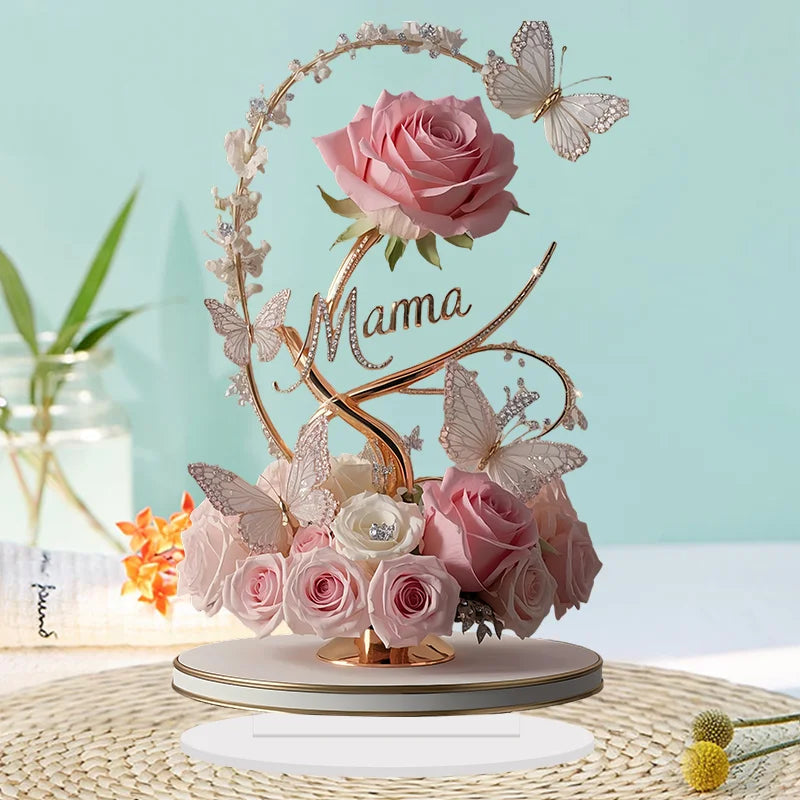 8-Inch Standing Acrylic Rose | Elegant "MOM" Gift for Mother's Day & Birthdays