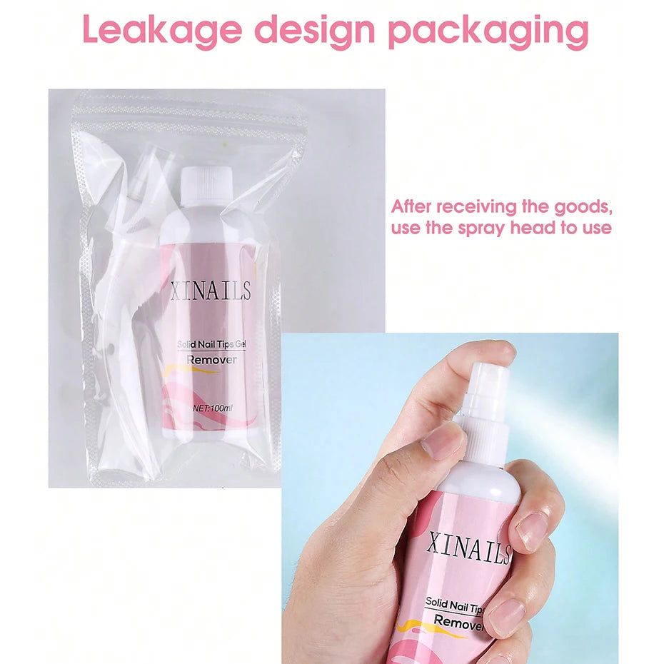 100ml False Nail Tips & Gel Remover - Easy Soften Liquid for Press-On Nails & Solid Adhesives