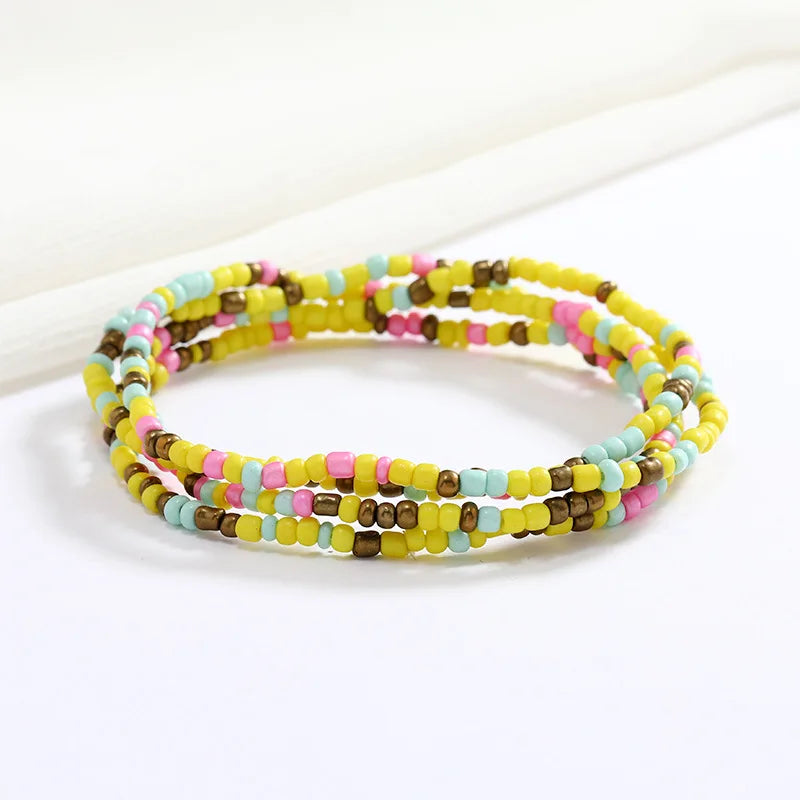 Women's Hand Beaded Glass Body Chain - Elastic Waist Belly Chain Jewelry