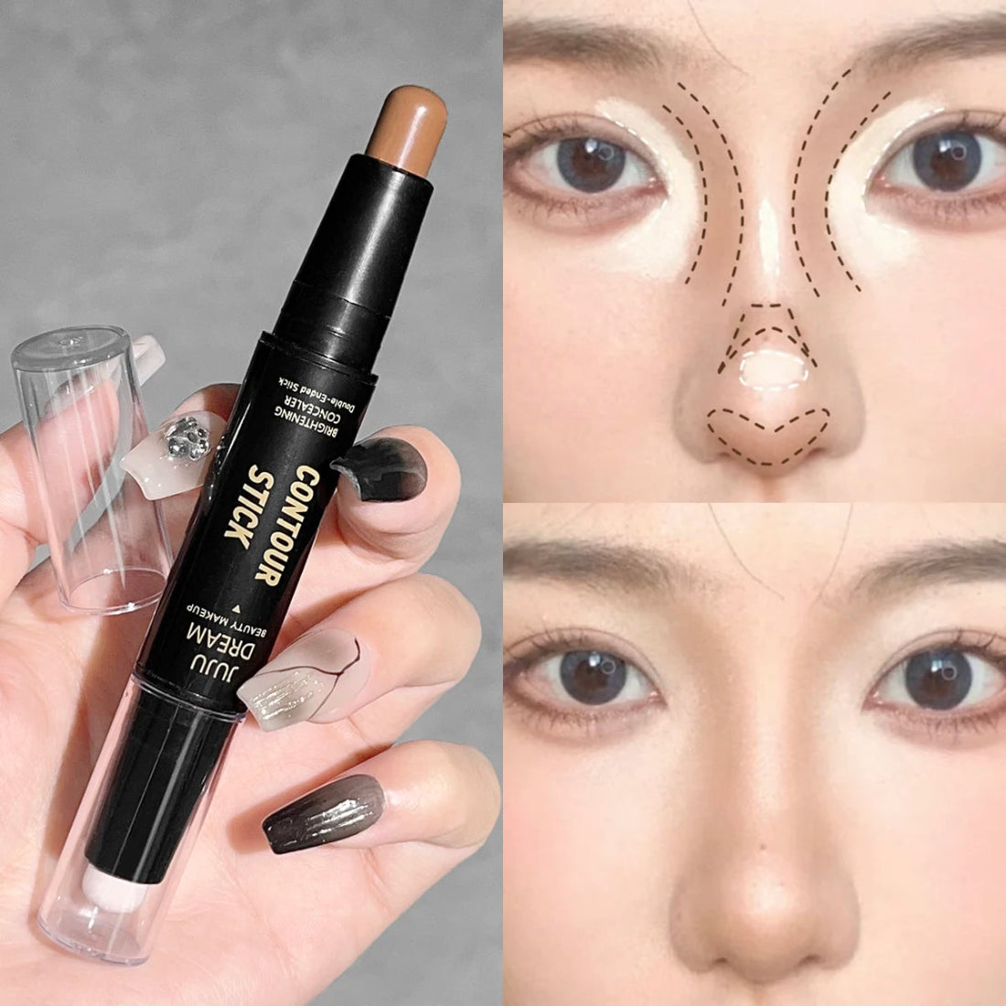 Dream Double-Ended Contour & Highlight Stick - 3D Face Sculpting, Nose Contouring & Brightening Makeup"