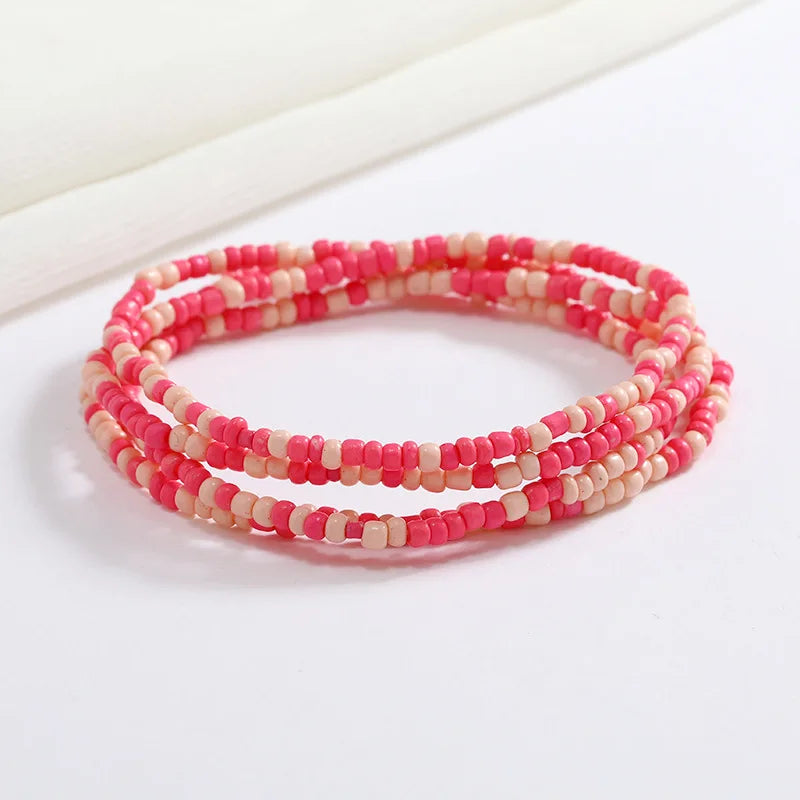 Women's Hand Beaded Glass Body Chain - Elastic Waist Belly Chain Jewelry