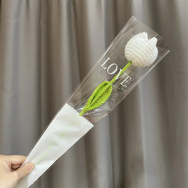 Handcrafted Crochet Tulip Flower - Artificial Woven Tulip for Home Decoration, Weddings & Mother's Day Gifts