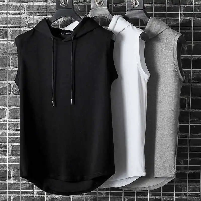 Men's Solid Color Tank Top Vest - Sleeveless Hooded Hip Hop T-Shirt | Unisex Summer Workout Tee