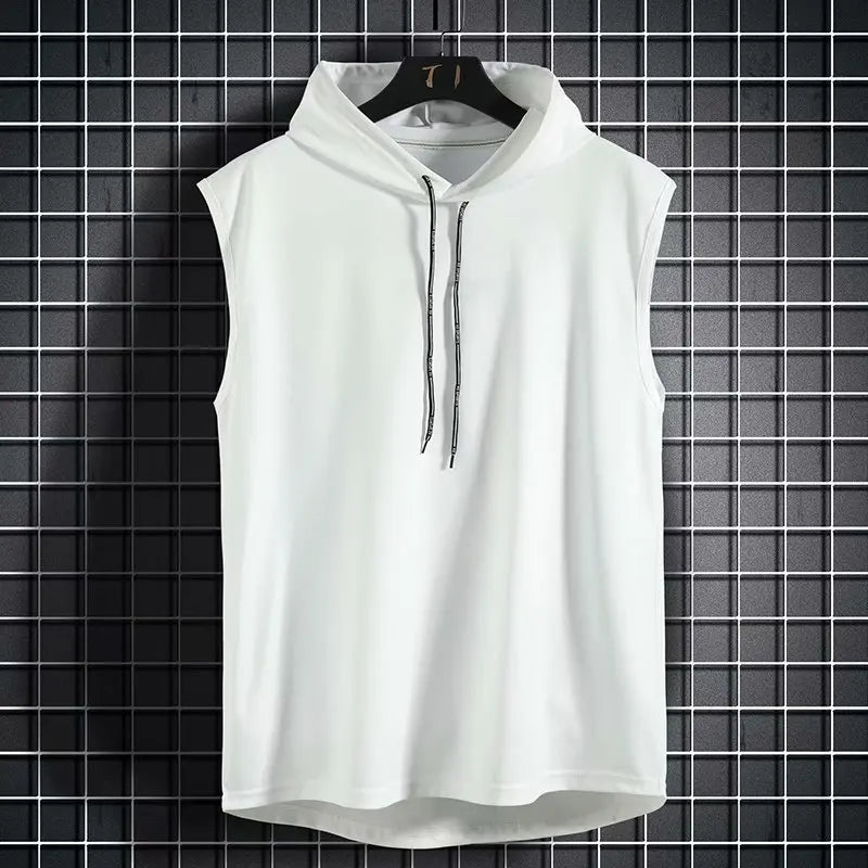 Men's Solid Color Tank Top Vest - Sleeveless Hooded Hip Hop T-Shirt | Unisex Summer Workout Tee