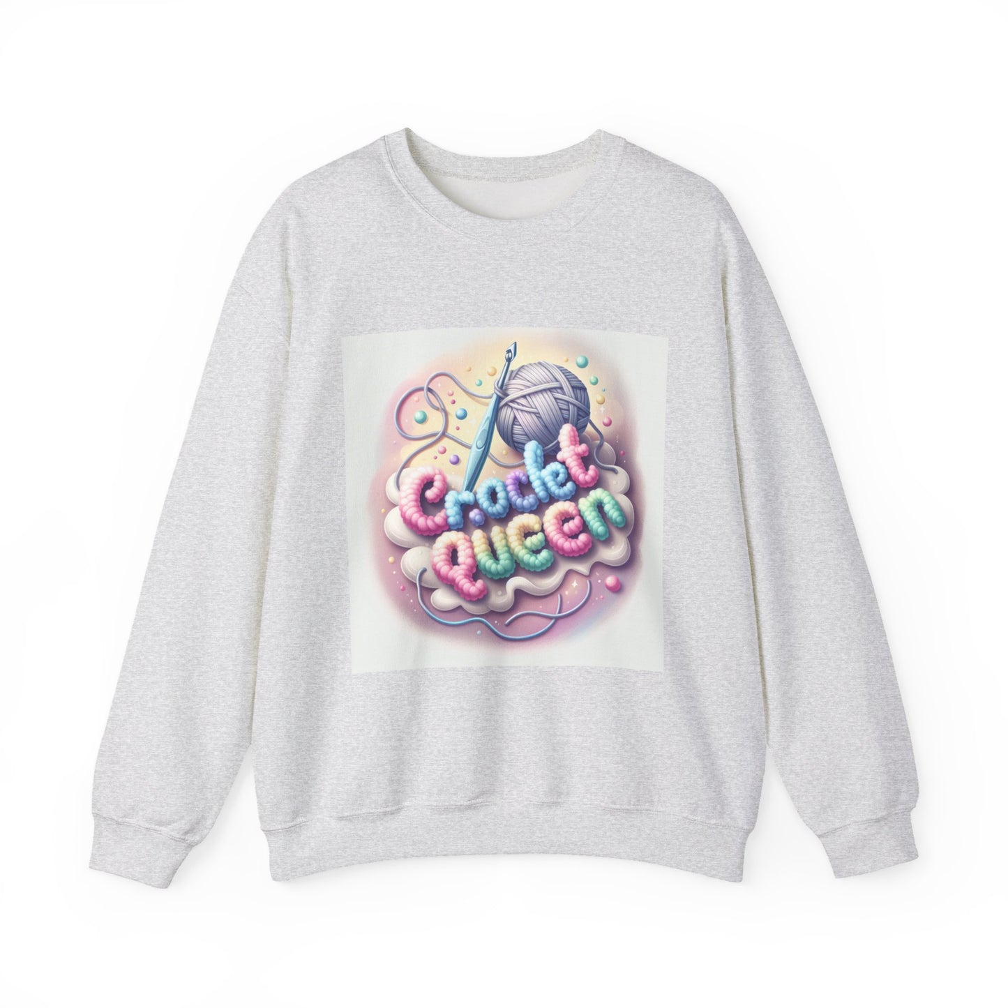 Crochet Queen Crewneck Sweatshirt, Cozy Pullover for Crafters, Gift for Knitters, Crafting Apparel, DIY Lover Sweatshirt